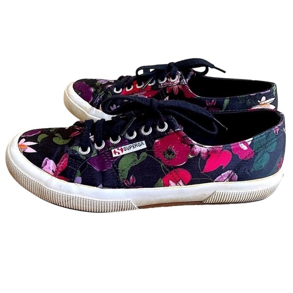 Women’s SUPERGA Anthropologie Sneakers Floral Print Multicolor Size 9 - Picture 1 of 6